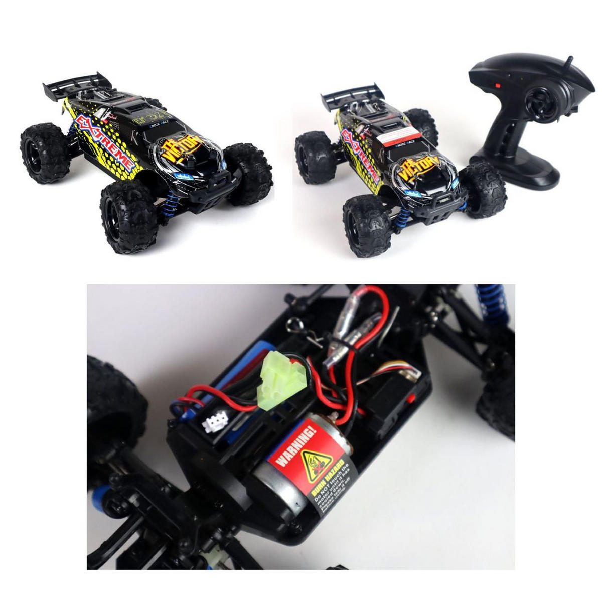 RC BUGGY Extreme 302E 1:18 schwarz Allradantrieb, Fernbedienung, Akku enthalten, Elektroantrieb - Schwarz, Kunststoff (19/8/27cm) - Es-Toys