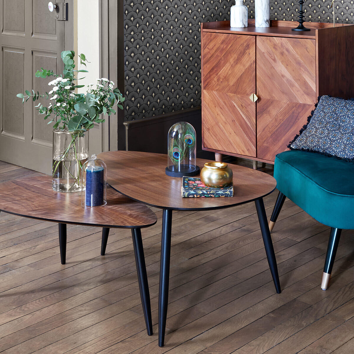 COUCHTISCH 2er-Set Mileo Braun - Braun, Holzwerkstoff (98/60/48cm) - Atmosphera Createur d´interieur