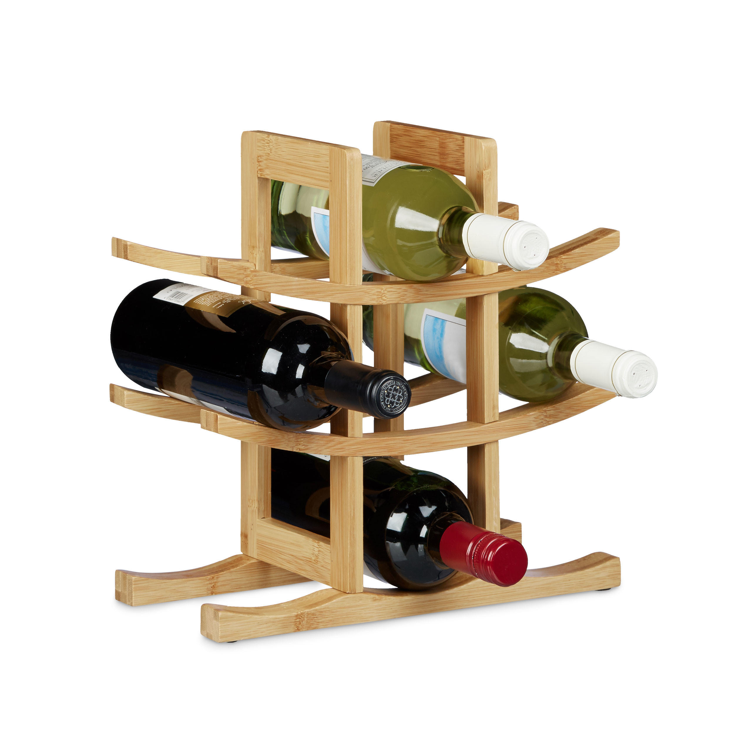 WEINREGAL - Hellbraun, Holz (30/30/14.5cm) - Relaxdays