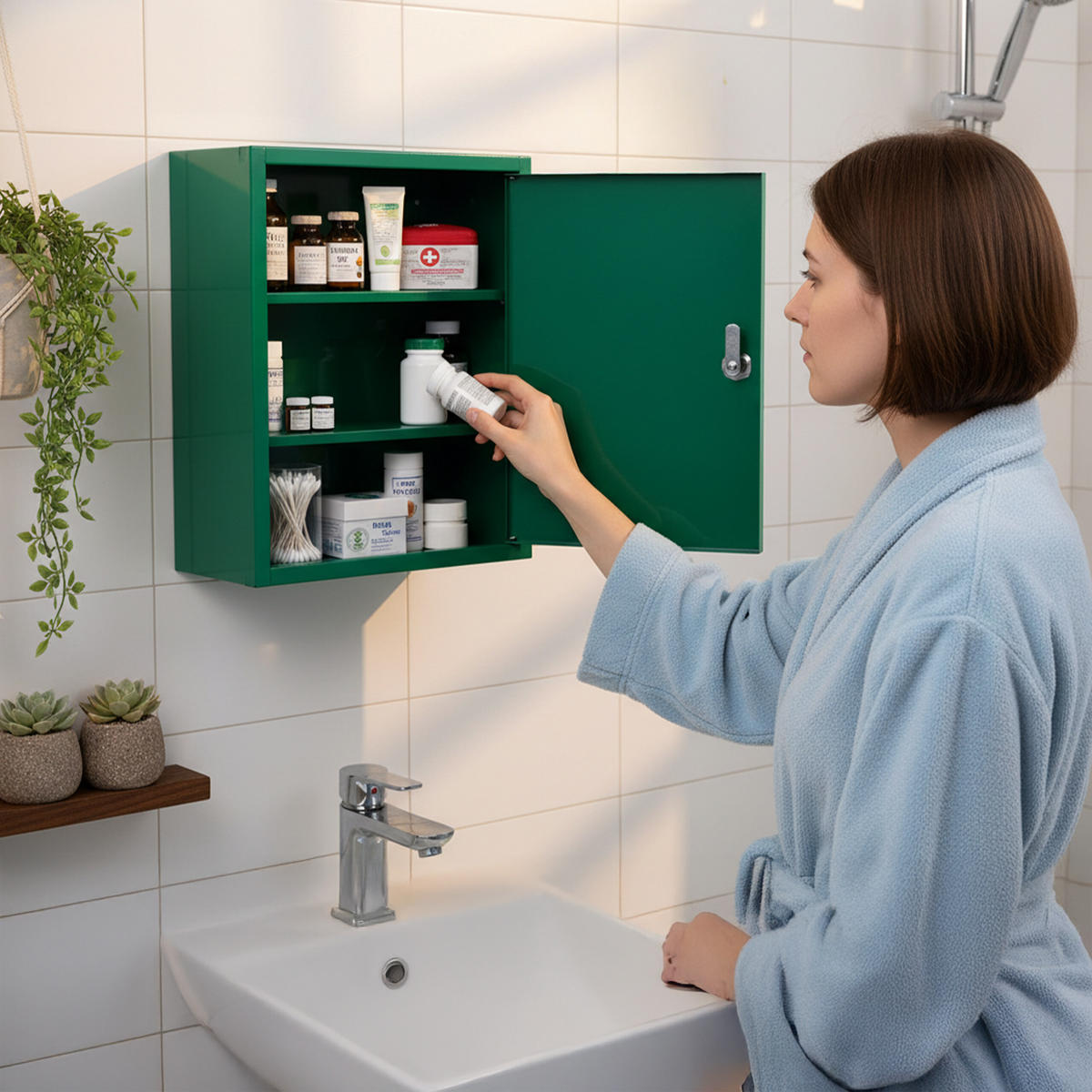 LÉKÁRNA - zelená barva, kov (31/36/10cm) - Relaxdays