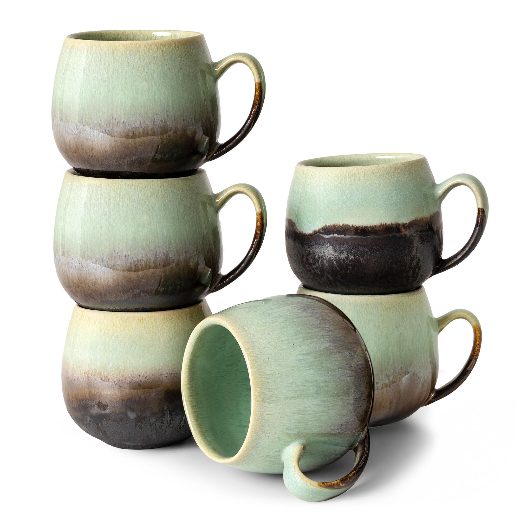 TASSE PRIMA 6-tlg, Salbeigrün - Salbeigrün, Keramik (13/9/10cm) - KONSIMO®