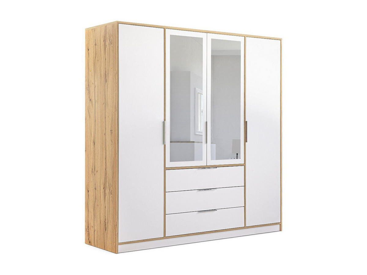 KLEIDERSCHRANK - 302 cm, 311 cm x 106.5 cm - Holz, Platte - Naturfarben Hell, Weiß LAMIKI - Naturfarben/Weiß, Holz (302/200/106.5cm) - Vente-Unique