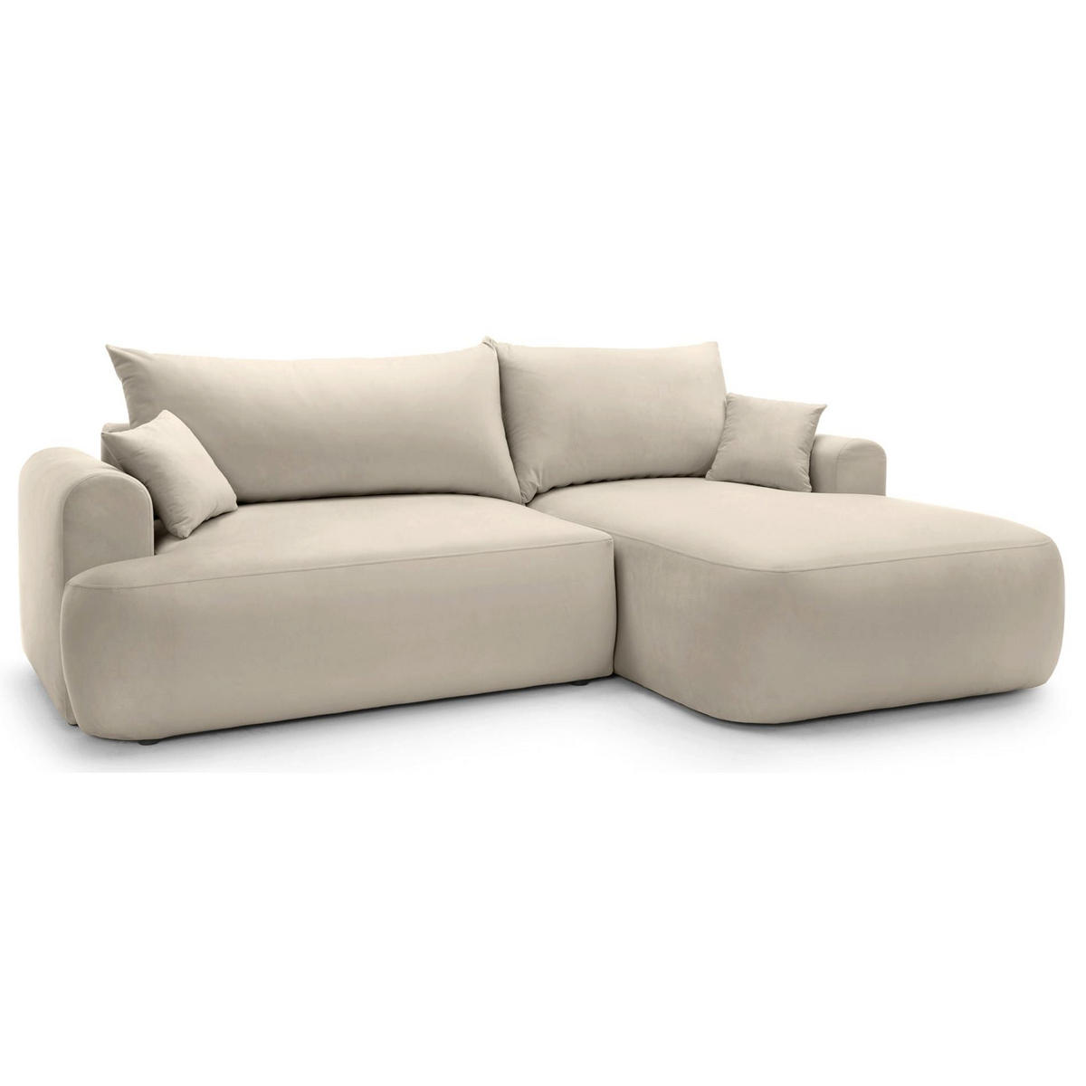 ECKSOFA Ovo Hellbeige mit wasserabweisendem Samtbezug - Ecru/Schwarz, Kunststoff/Textil (165/260cm) - Selsey