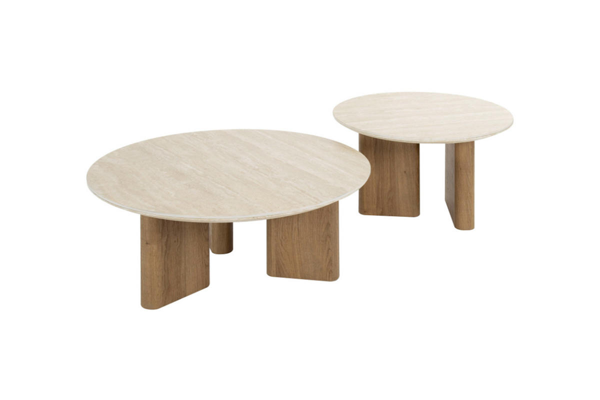 COUCHTISCH-SET PRETO Weiß Keramik - Braun/Weiß, Keramik (76/76/30cm) - KAWOLA