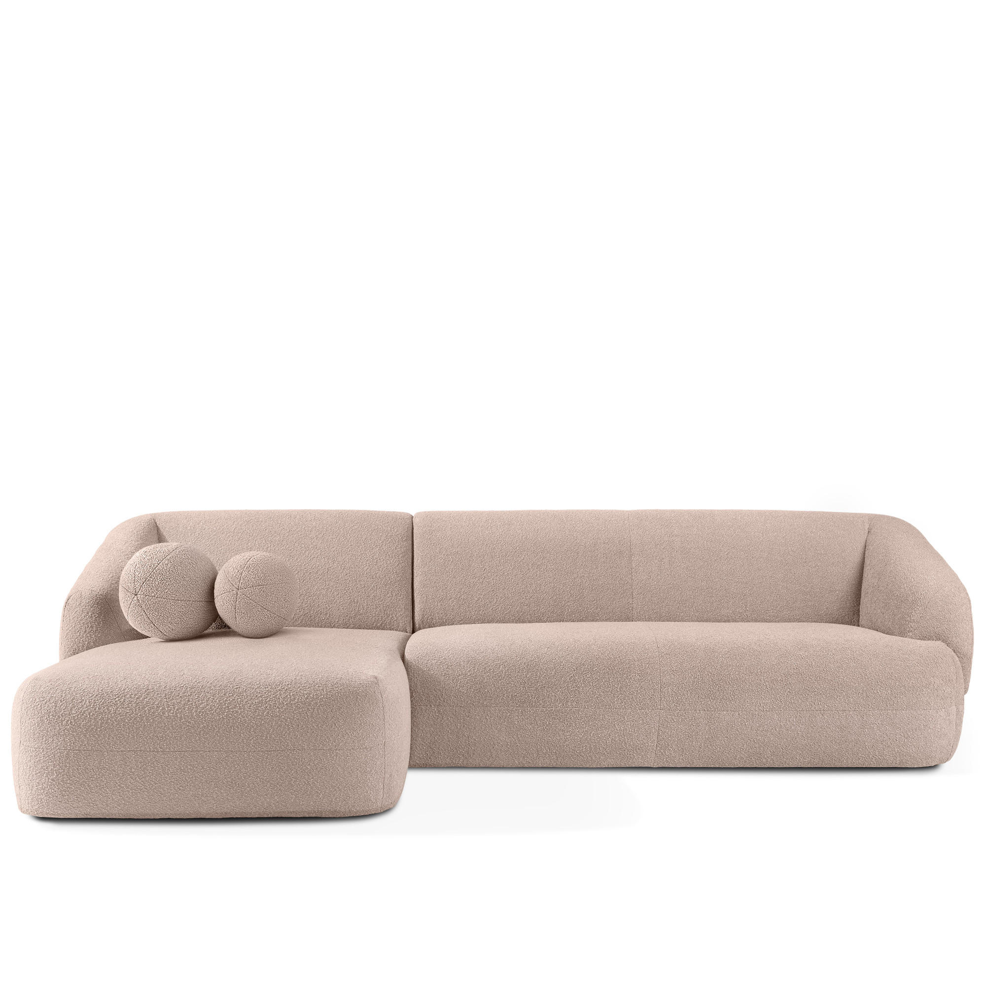 ECKSOFA LINKS VIRA, Rosa, Bouclé - Pink/Schwarz, Holz/Holzwerkstoff (300/160cm) - KONSIMO®