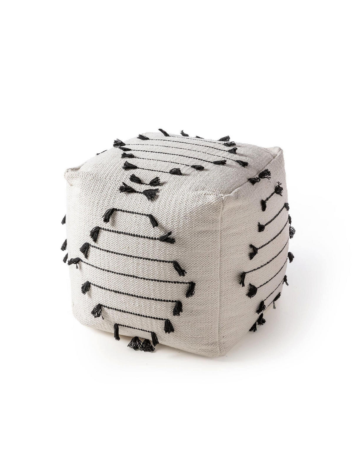 POUF Bo Ivory 45x45x45 cm - Creme, Textil (45/45/45cm) - benuta Pop