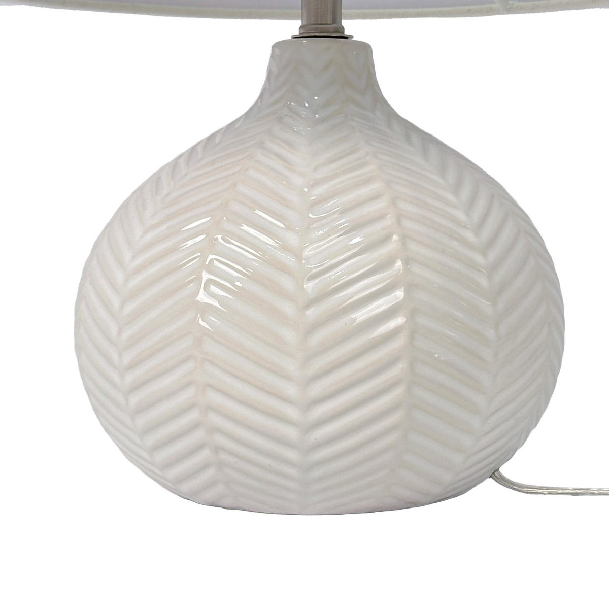 STOL. lampa - biela, kov/textil (30/30/42cm) - Relaxdays