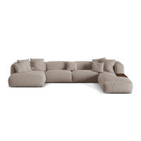 PANORAMASOFA modular rechts Martina aus strukturiertem Stoff dunkelbeige 5 Sitzplätze - Mokka, Textil (406/75/280cm) - Micadoni