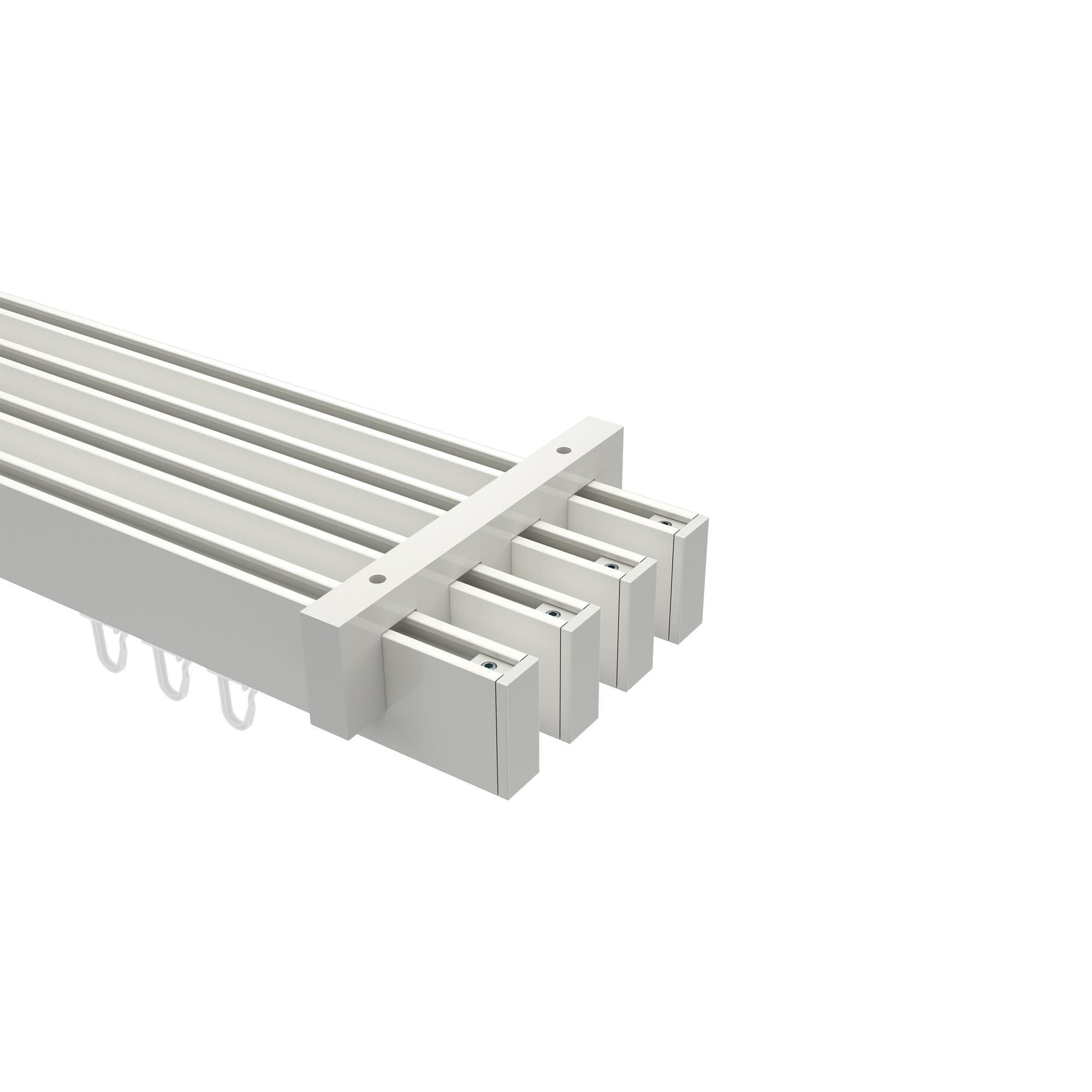 INNENLAUF-GARDINENSTANGEN-SET Smartline Paxo 260 cm (geteilt in 2 x 130 cm), 4-läufig, 14x35 mm Weiß - Weiß, Metall (260cm) - INTERDECO