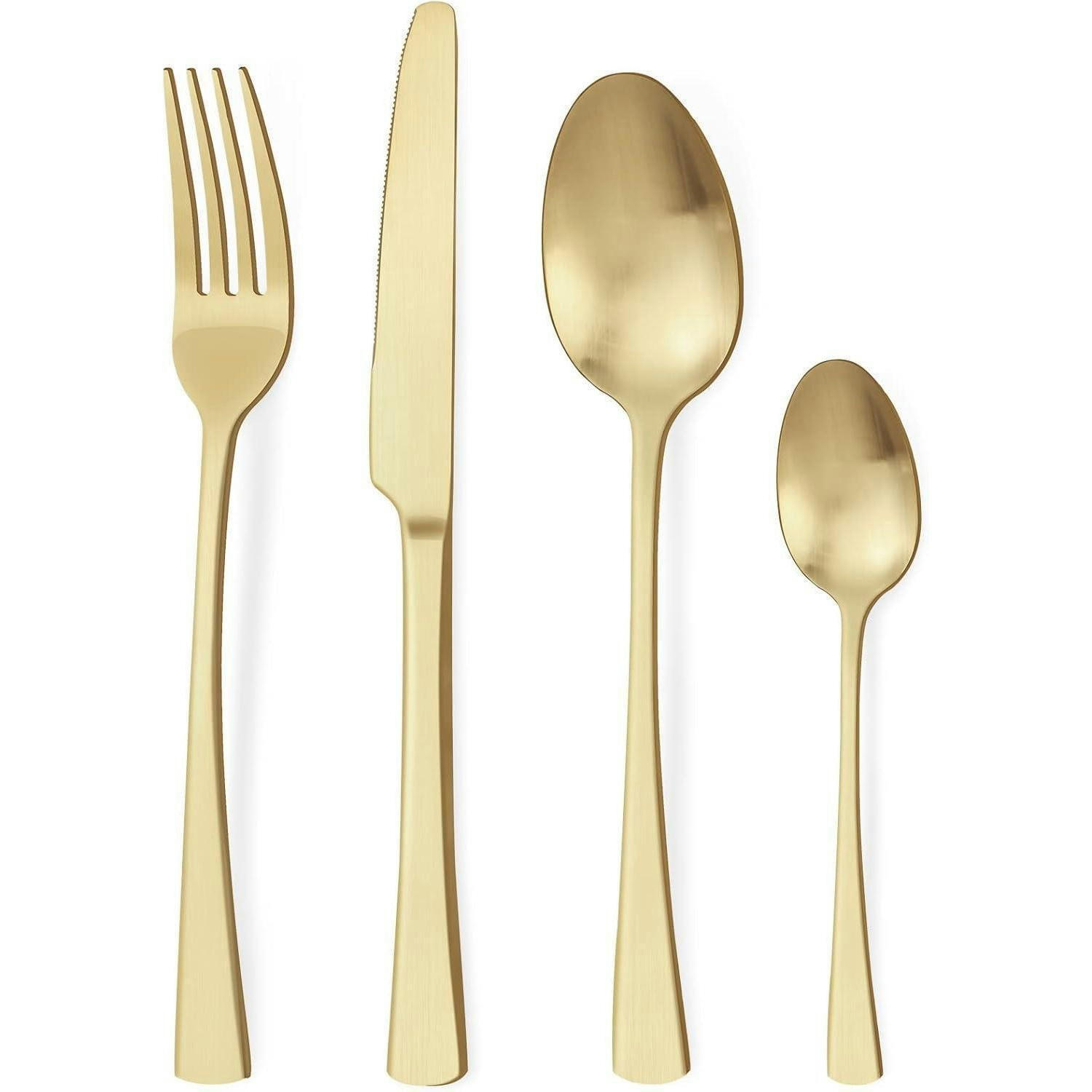 BESTECKSET 24-teilig Champagner Gold Matt - Goldfarben, Metall