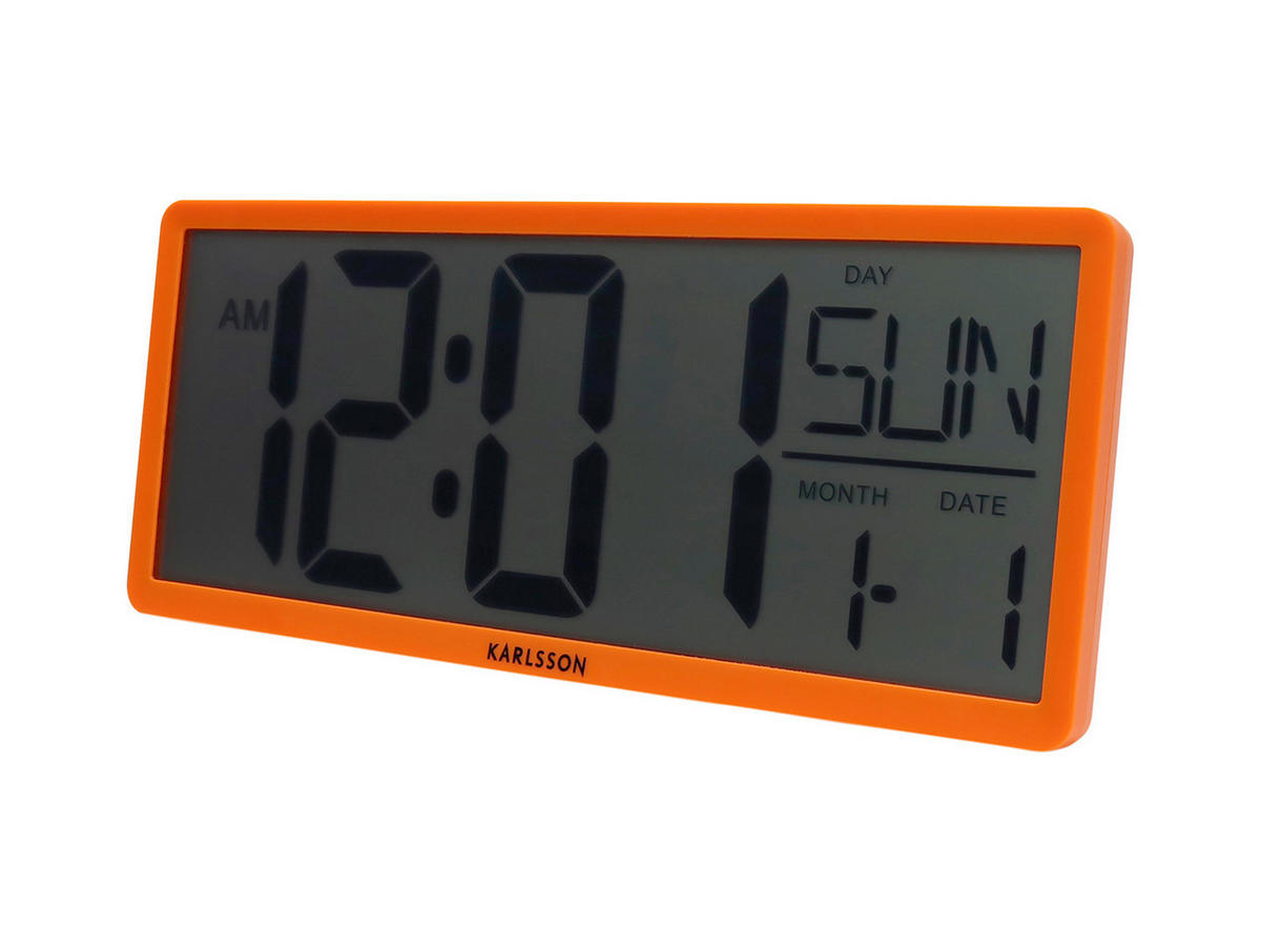 WANDUHR Retro LCD 34.8/34.8/14.8 cm - Orange, Kunststoff (34.8/14.8/34.8cm) - Karlsson