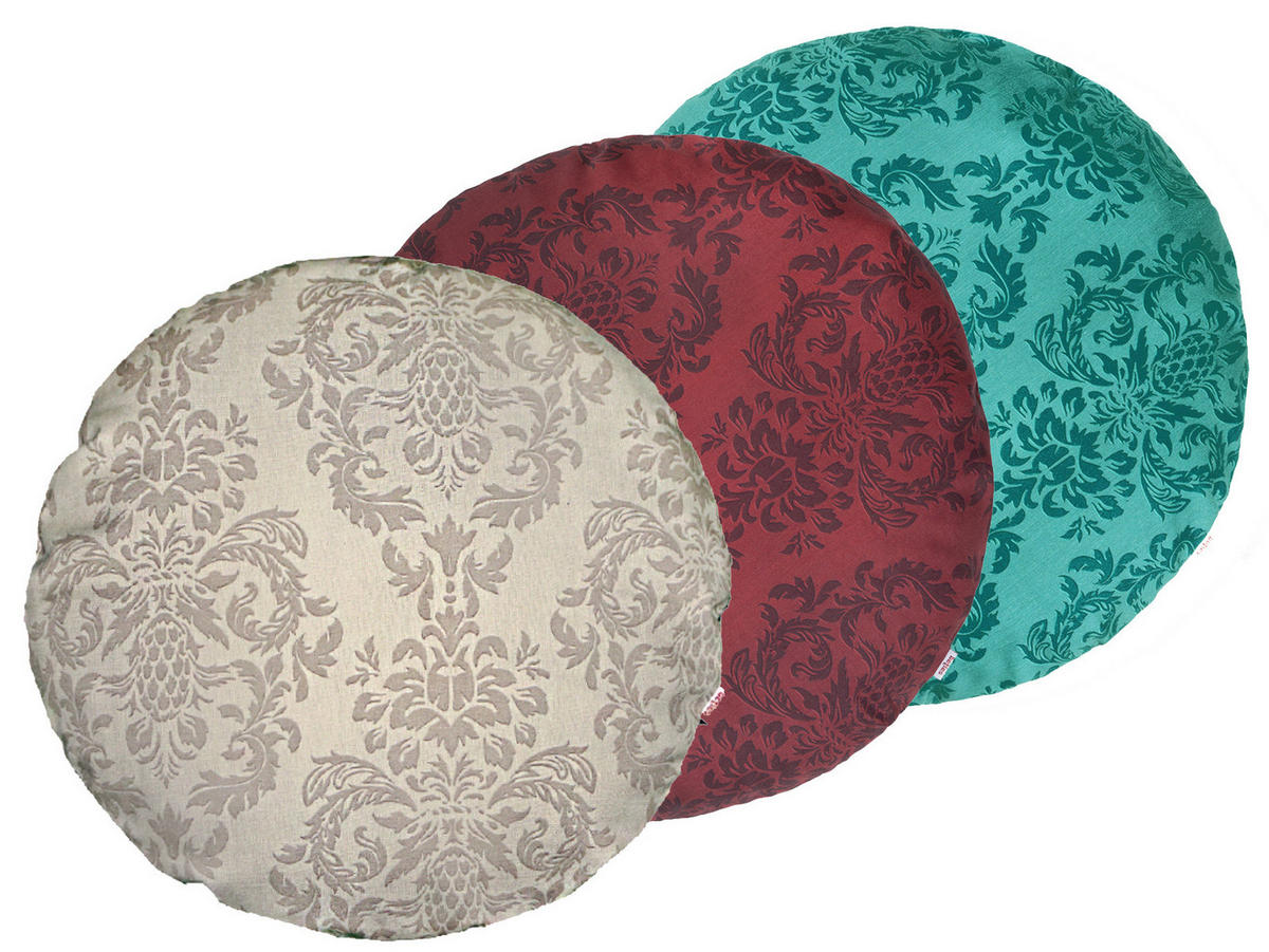 KISSENNHÜLLE Rund Epoche petrol-grün 60 cm Ø - Petrol, Textil (60/60cm) - beties Heimtextil