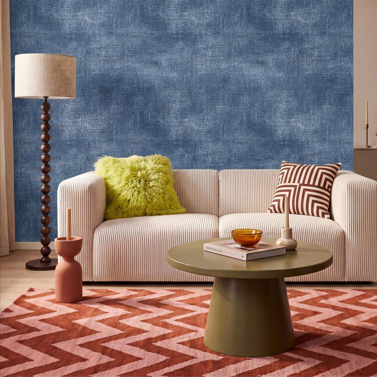 TAPETE - Leinen - Textur - Muster - Denim - Rustikal - 300x200 cm - Blau, Papier (300/200cm) - OnlyWow