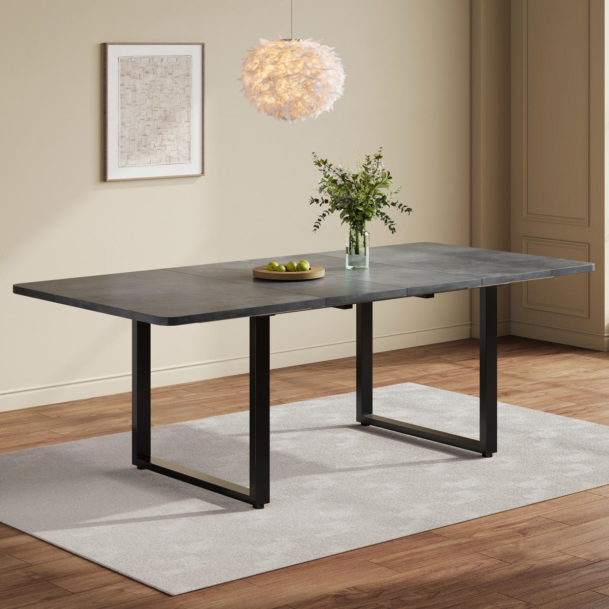 ESSTISCH aus MDF 220x90x75 cm Grau ausziehbar mit verstärkten Führungen und hoher Stabilität - Grau, Holzwerkstoff (220/90/75cm) - Modfu