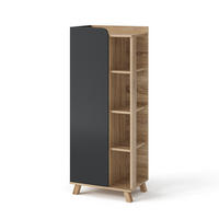 MIDISCHRANK Karen Anthrazit 50 x 128 cm mit Tür und offenen Fächern - Anthrazit/Sonoma Eiche, Holzwerkstoff (50/128/35cm) - Vicco