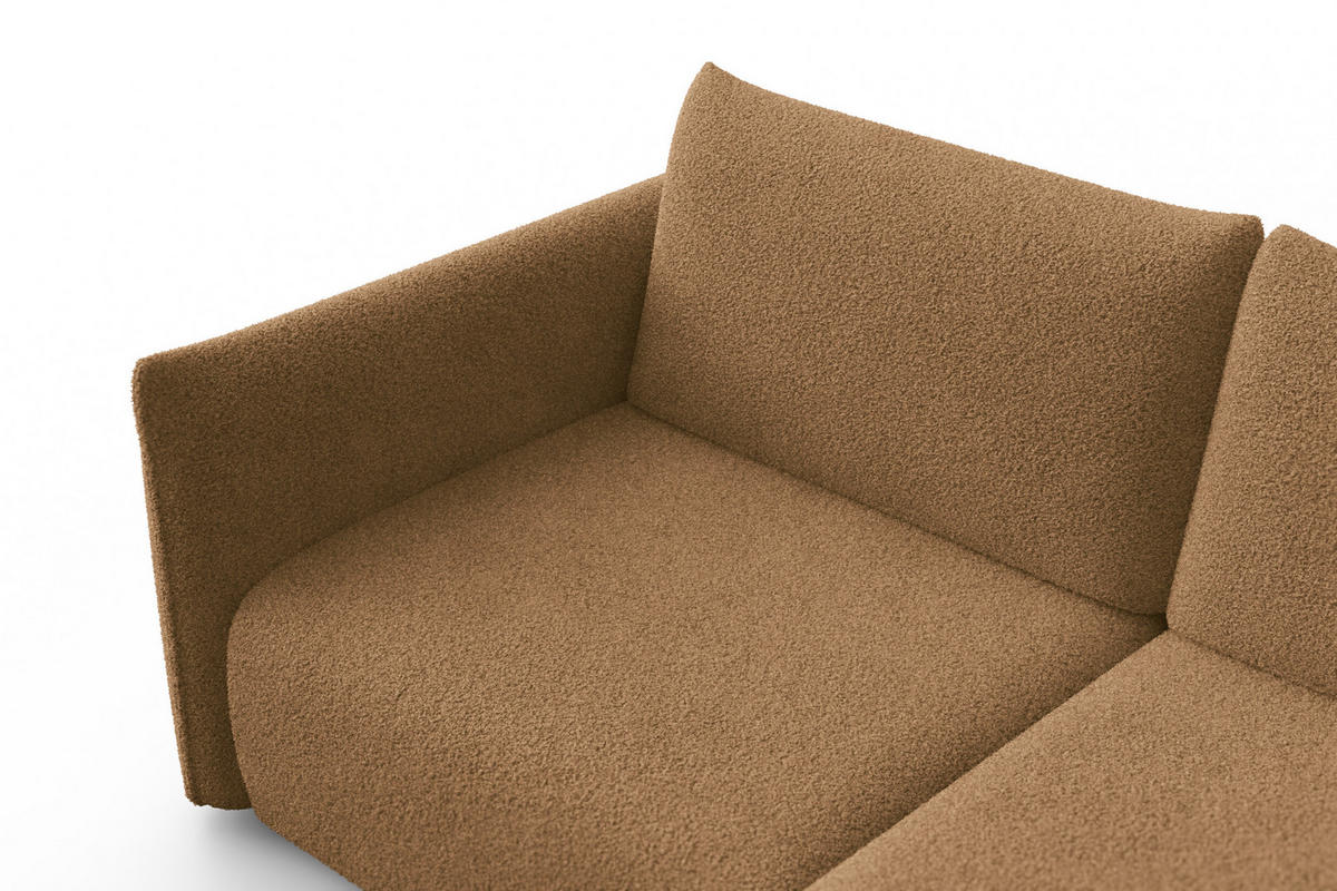 ECKSOFA TAUER 3-Sitzer RECHTS, Bouclé-Stoff braun - Schwarz/Braun, Holz/Textil (206/173cm) - Courtois Laville