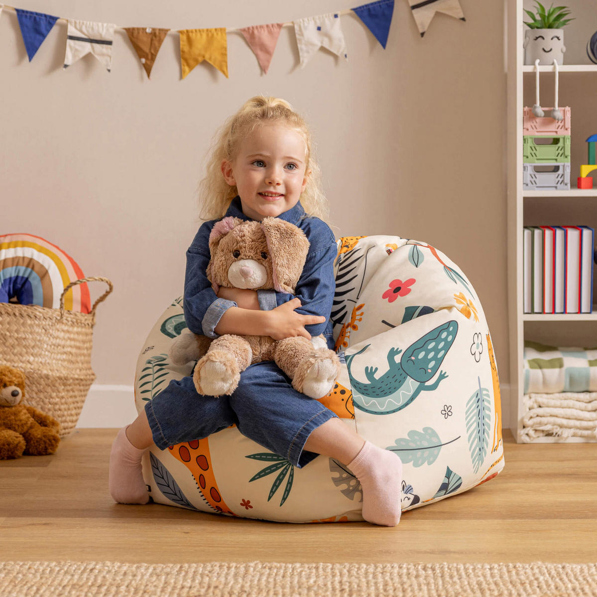 KINDERSITZSACK Safari Druck - Weiß, Textil (53/50/53cm) - icon