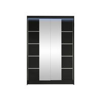 SCHWEBETÜRENSCHRANK Lino V mit RGB LED Beleuchtung - Schwarz, Holzwerkstoff/Metall (120/200/58cm) - MIRJAN24