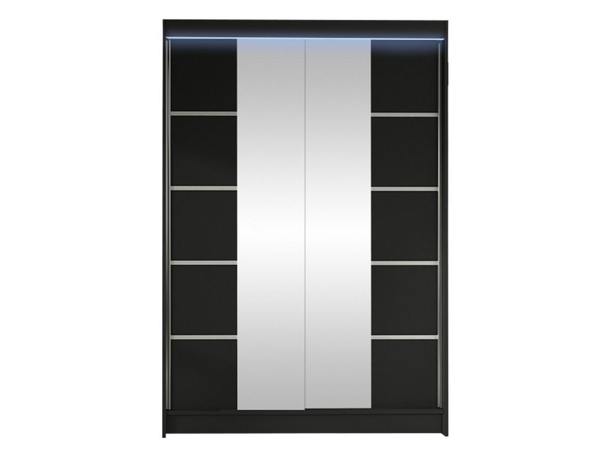 SCHWEBETÜRENSCHRANK Lino V mit RGB LED Beleuchtung - Schwarz, Holzwerkstoff/Metall (120/200/58cm) - MIRJAN24