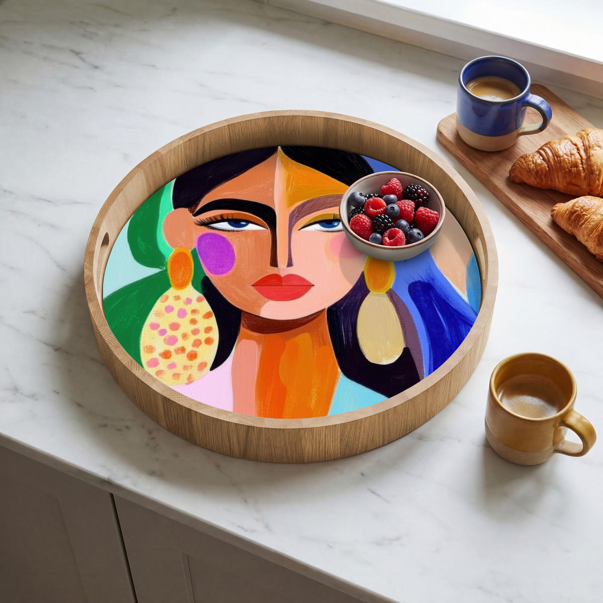 TABLETT - Porträt - Frau - Modern - 40x40 cm - Multicolor, Holz (40/5/5cm) - OnlyWow