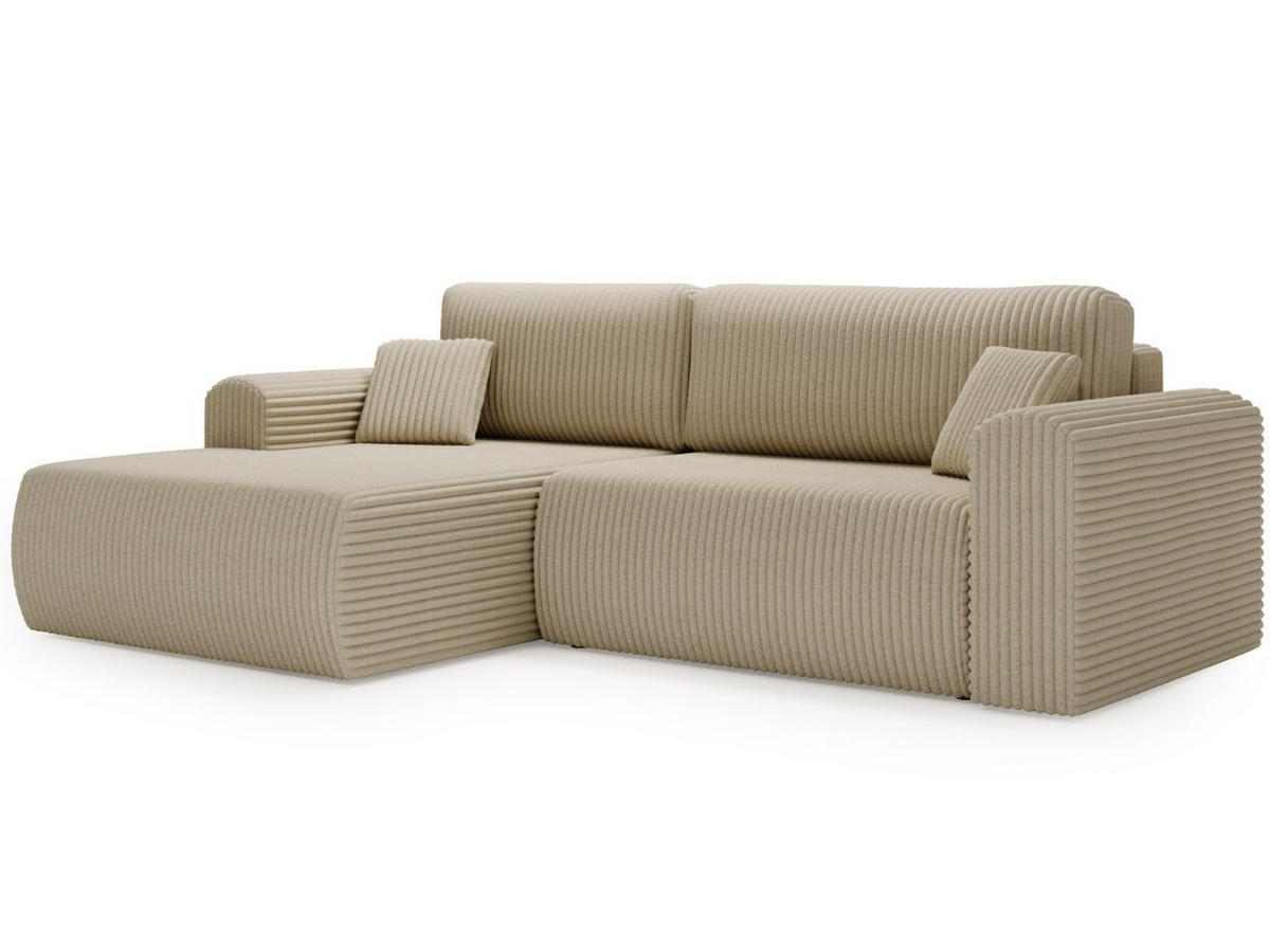 ECKSOFA Belvio Beige Links - Beige/Schwarz, Holz/Textil (257/177cm) - Graingold