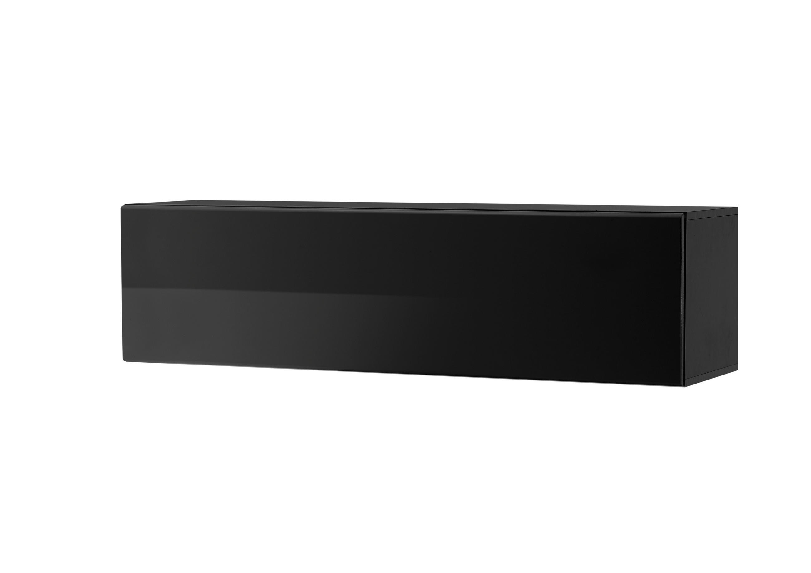 STAURAUMSCHRANK M14 Schwarz Hochglanz & Grandson Oak hell 130/35/38 cm hängend quer - Schwarz Hochglanz, Holzwerkstoff (130/35/38cm) - Livojo