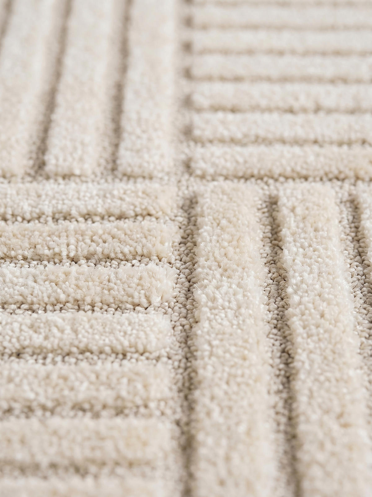 TEPPICH Hochflor RIGI in Creme, mit Cord-Streifen-Patchwork, Ø 80 cm - Beige, Textil (80/80cm) - KADIMA DESIGN