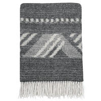 WOLLDECKE Mochica Schwarz reversibel 140x200 Merino Wolle - Schwarz, Textil (140/200cm) - Malagoon