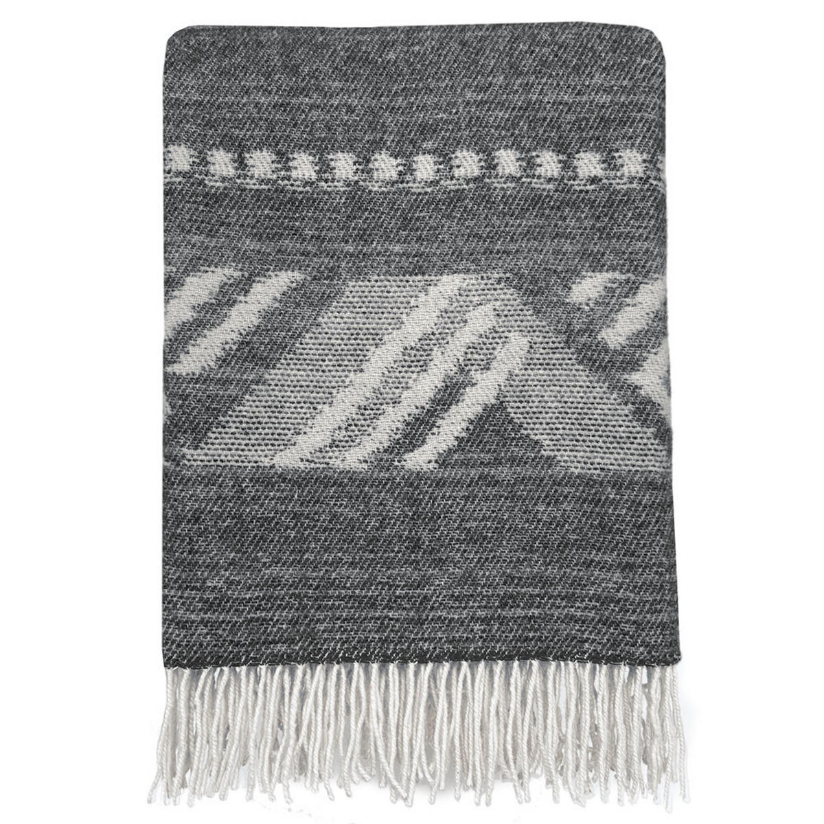 WOLLDECKE Mochica Schwarz reversibel 140x200 Merino Wolle - Schwarz, Textil (140/200cm) - Malagoon