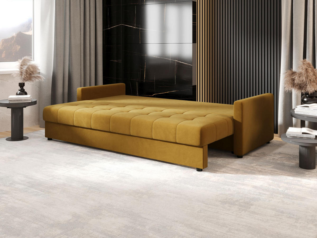 SOFA MOS mit Schlaffunktion ITAKA 33 mit Stauraum - Goldfarben, Textil (84/72/220cm) - Bedante