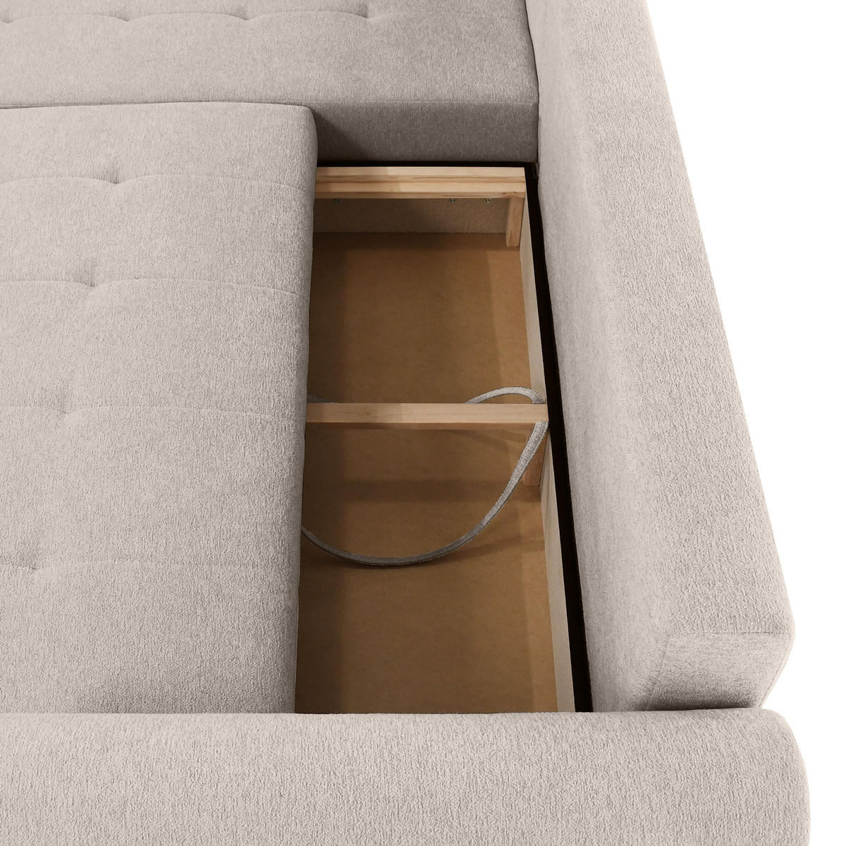 ECKSCHLAFSOFA Dallas mit Bettkasten, 255 cm, Beige, links, Velour-Stoff - Cappuccino, Textil (255/175cm) - Beautysofa