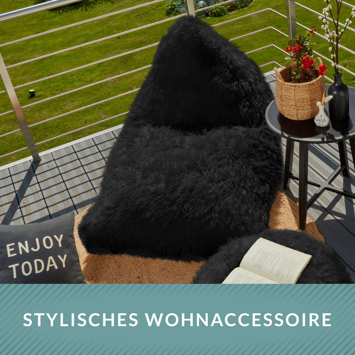 FELL SITZSACK Triangle 150x100x100cm - Schwarz, Textil (100/100/100cm) - Green Bean