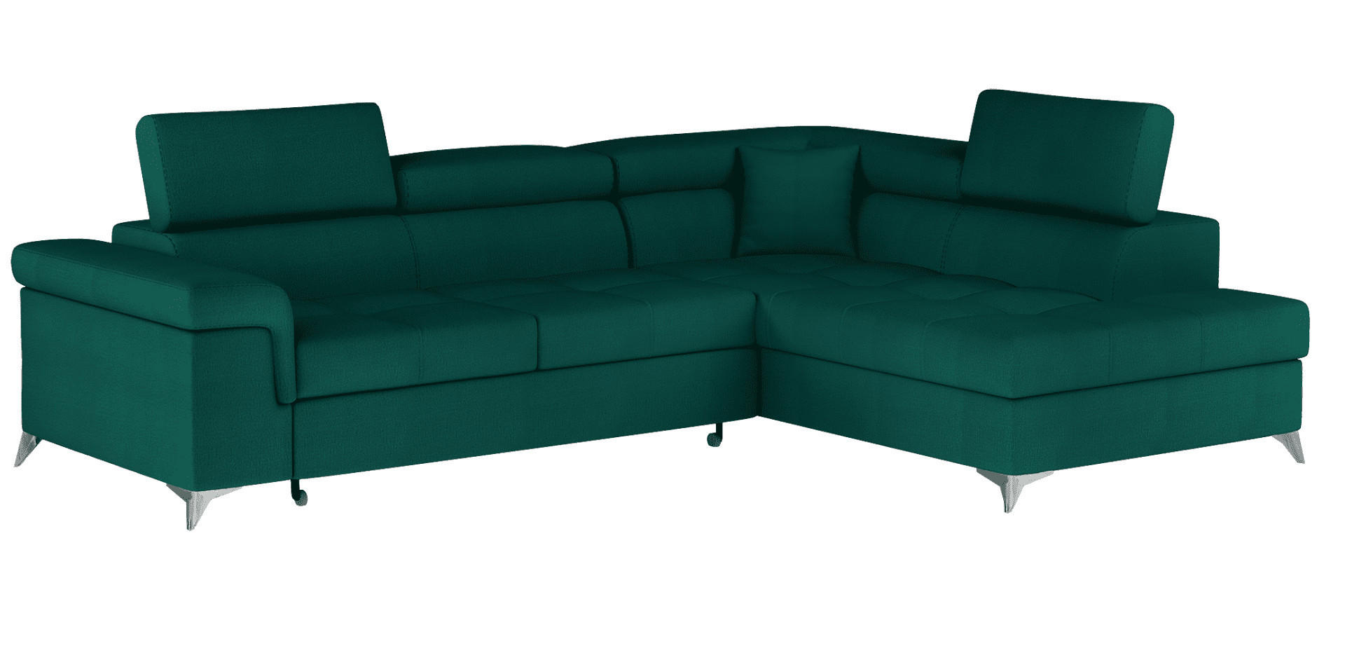 ECKSOFA mit Schlaffunktion und Bettkasten, pflegeleichter Monolith-Stoff - Chromfarben/Dunkelgrün, Textil/Metall (202/275cm) - Eltap