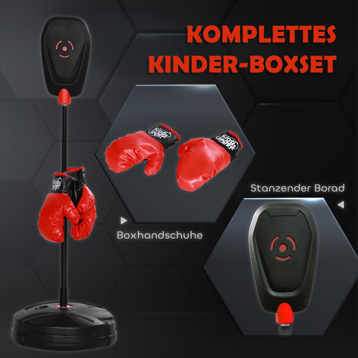 KINDER Boxsack, Schwarz, Stahl, Kunststoff, 34cm x 34cm x 124cm - Schwarz, Metall (34/34cm) - AIYAPLAY