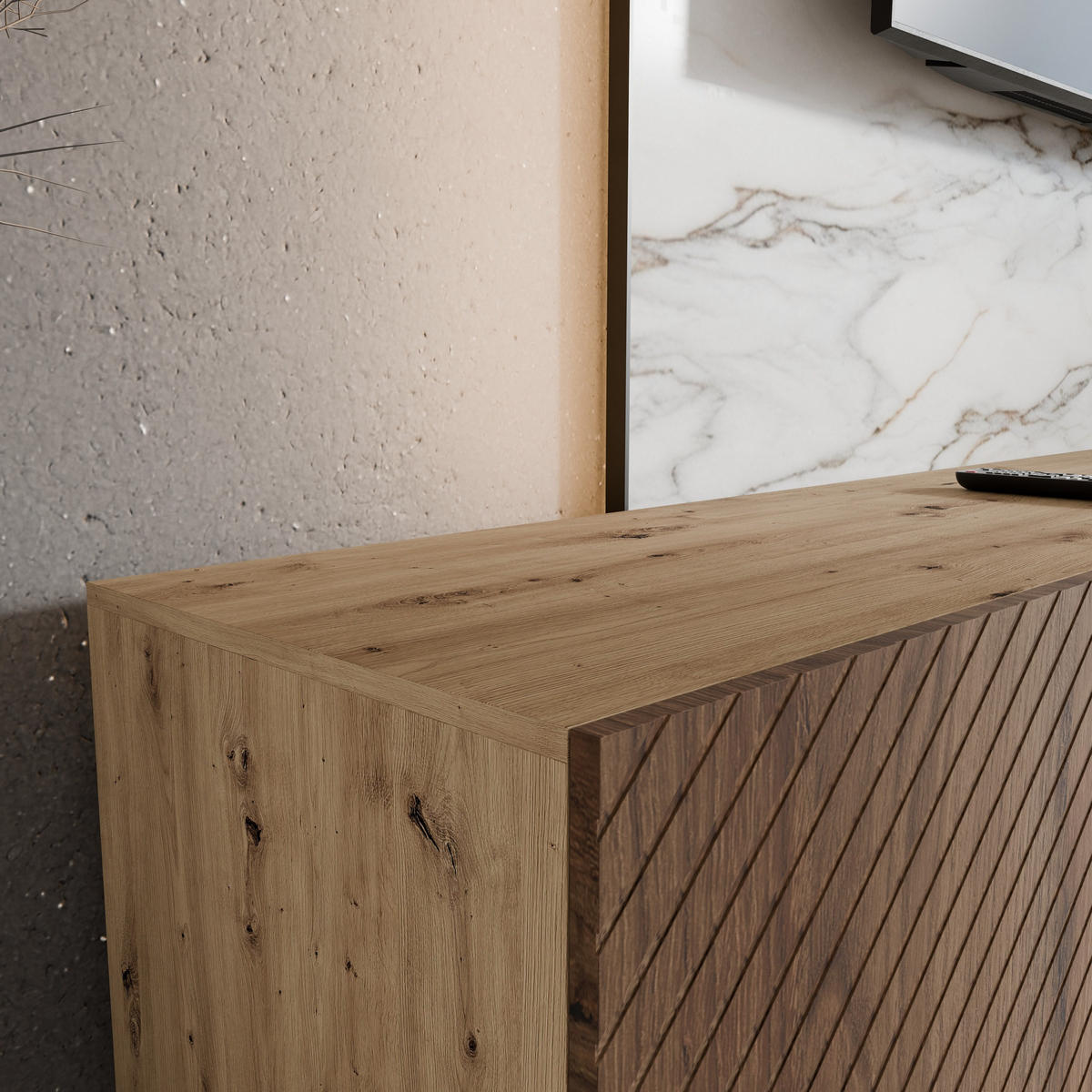 LOWBOARD CAVA 300/41/40 cm, Hängender TV-Schrank Eiche Artisan / Eichefarben - Eichefarben/Eiche Artisan, Holzwerkstoff (300/41/40cm) - MASSENO