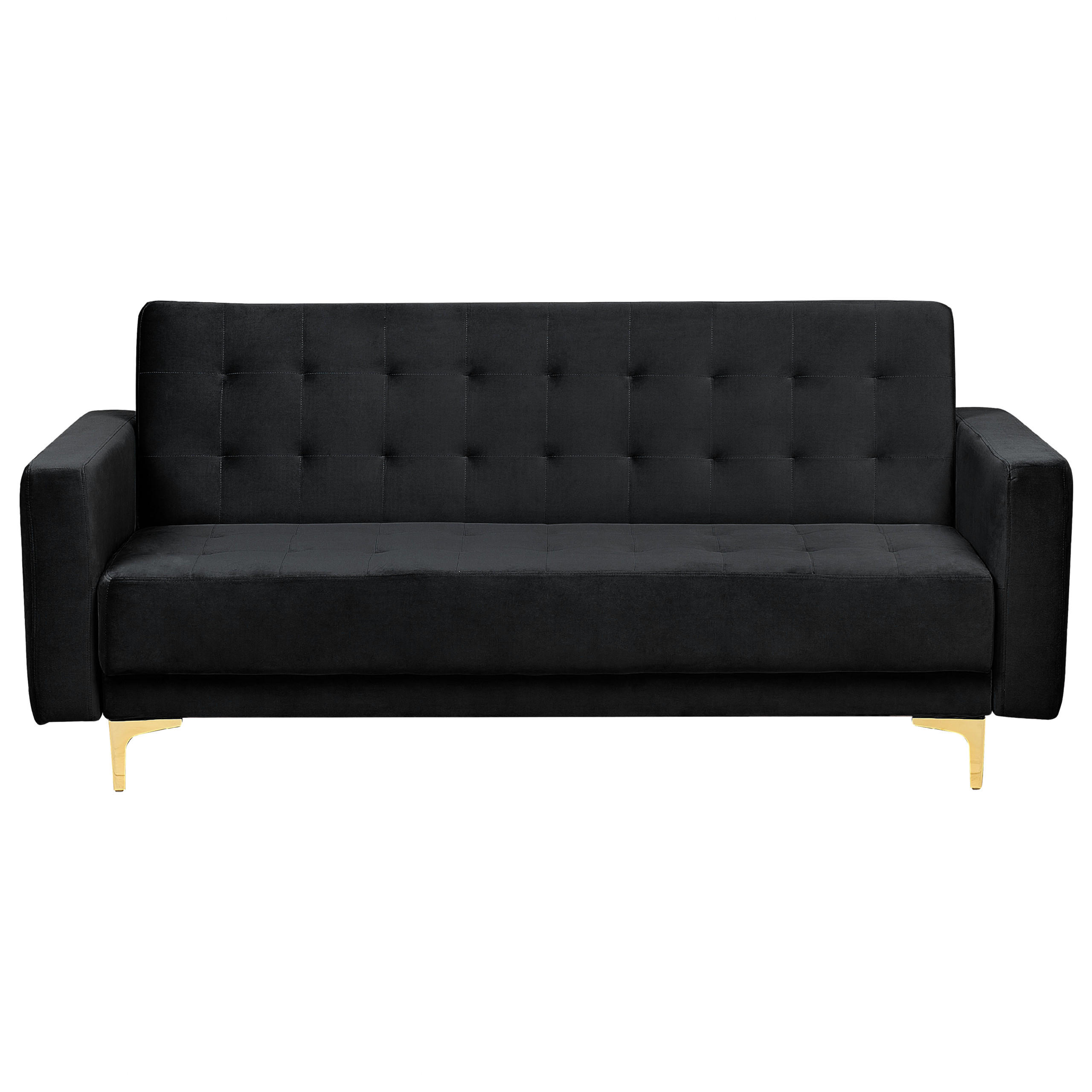 3-SITZER-SCHLAFSOFA Samtstoff Schwarz Aberdeen - Schwarz, Textil (186/83/88cm) - Beliani