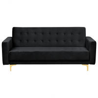 3-SITZER-SCHLAFSOFA Samtstoff Schwarz Aberdeen - Schwarz, Textil (186/83/88cm) - Beliani