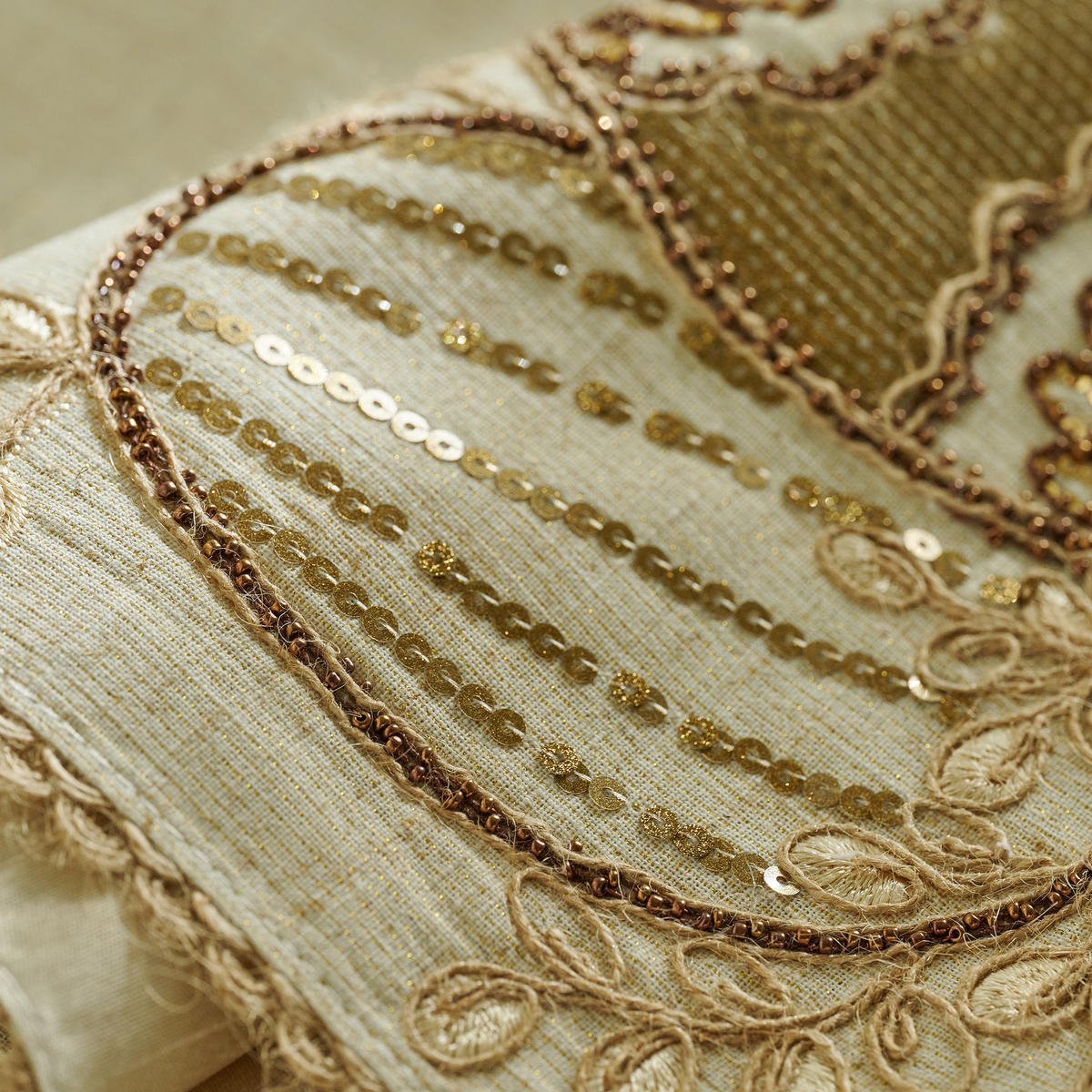 TISCHLÄUFER Oaken - Beige, Textil (180/35/1cm) - home&you