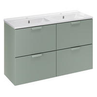 WASCHTISCHKOMBI 120 cm 3 Teile - Aster Green A BM412 in Grün Matt - Weiß Hochglanz/Grün, Holz/Keramik (120/51.8/46cm)