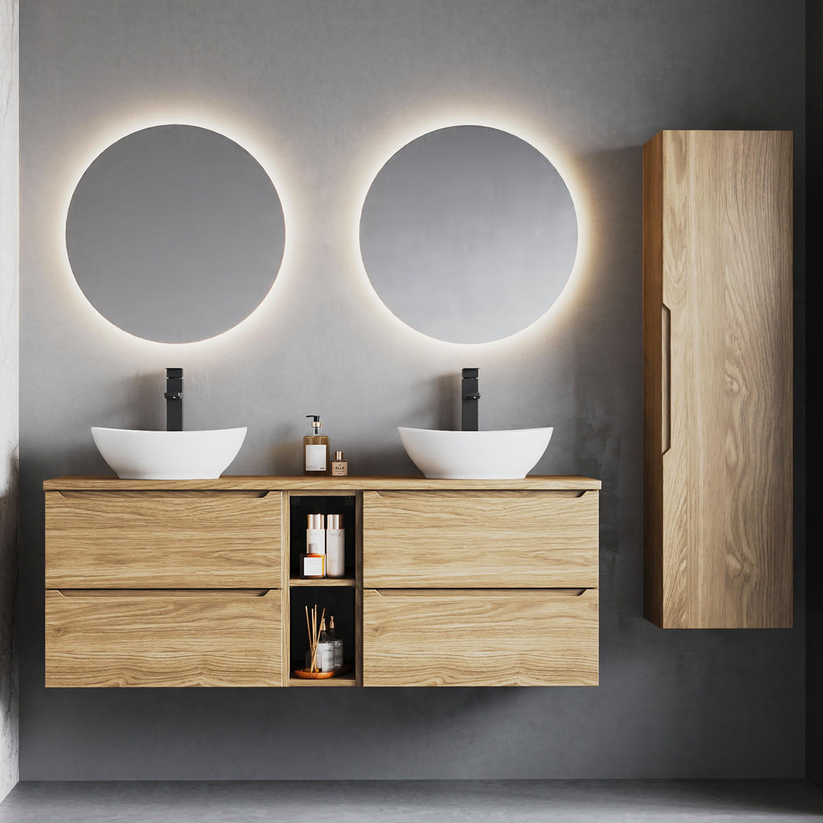 BADMÖBEL 140.6cm Viggo 2er-Set Holz - Braun, Holzwerkstoff (140.6/52.2/46.5cm) - Petits-meubles