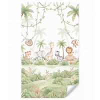 KINDERTAPETE - Tiere - Dschungel - Pastell - 160x280 cm - Weiß, Papier (160/280cm) - OnlyWow