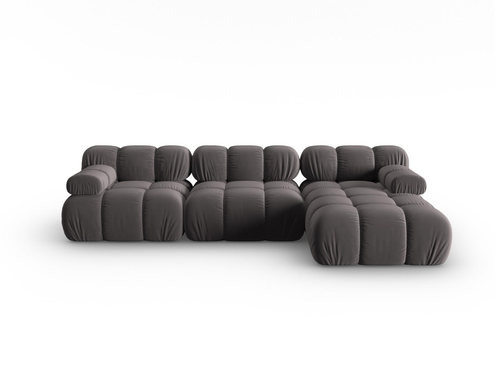 MODULARES-ECKSOFA rechts Bellis aus Samt dunkelgrau 4 Sitzplätze - Dunkelgrau, Textil (122/285cm) - Micadoni