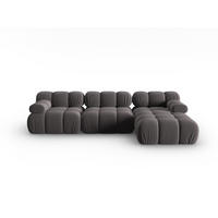 MODULARES-ECKSOFA rechts Bellis aus Samt dunkelgrau 4 Sitzplätze - Dunkelgrau, Textil (122/285cm) - Micadoni