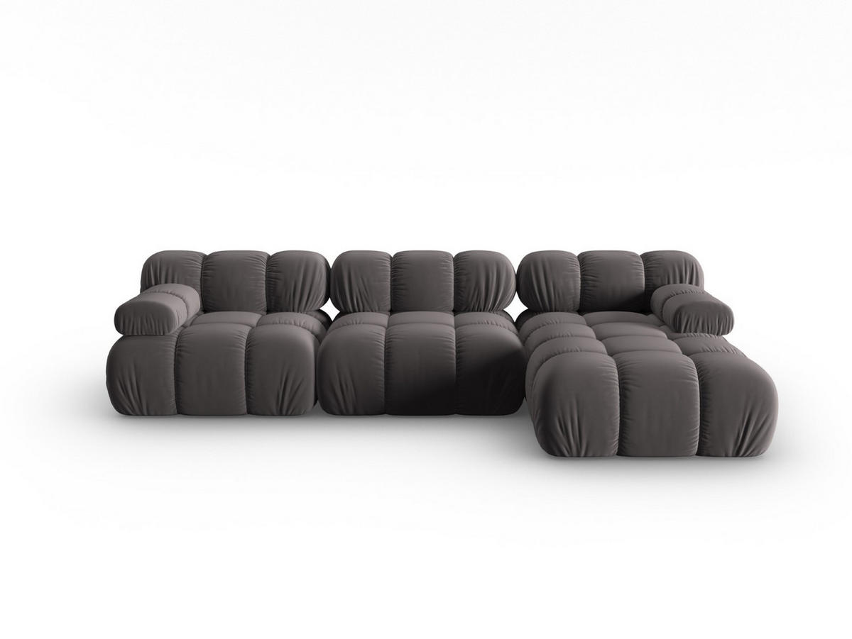 MODULARES-ECKSOFA rechts Bellis aus Samt dunkelgrau 4 Sitzplätze - Dunkelgrau, Textil (122/285cm) - Micadoni