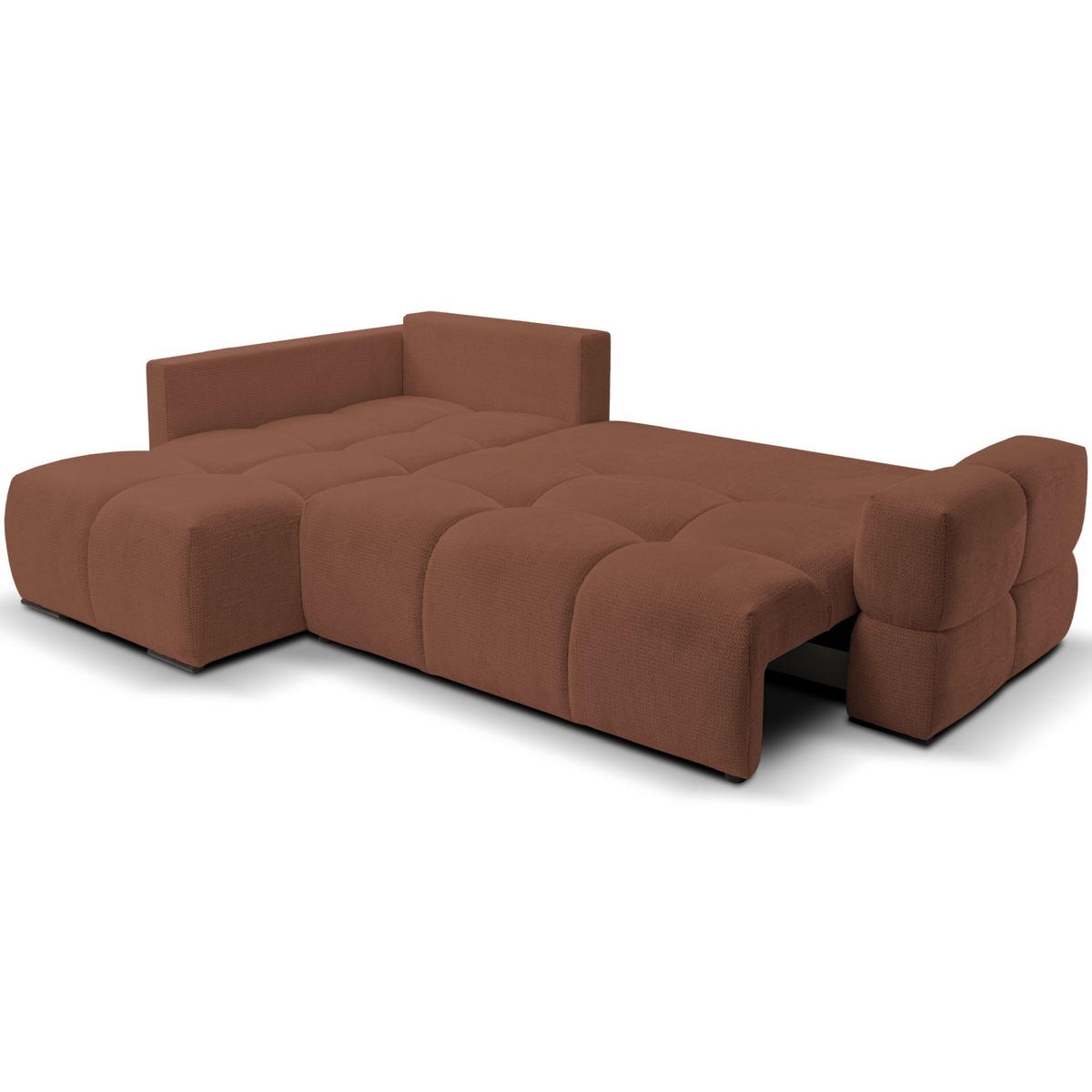 ECKSOFA Taremi mit Chenillebezug Kupfer, beidseitig - Schwarz/Kupferfarben, Textil (267/185cm) - Selsey