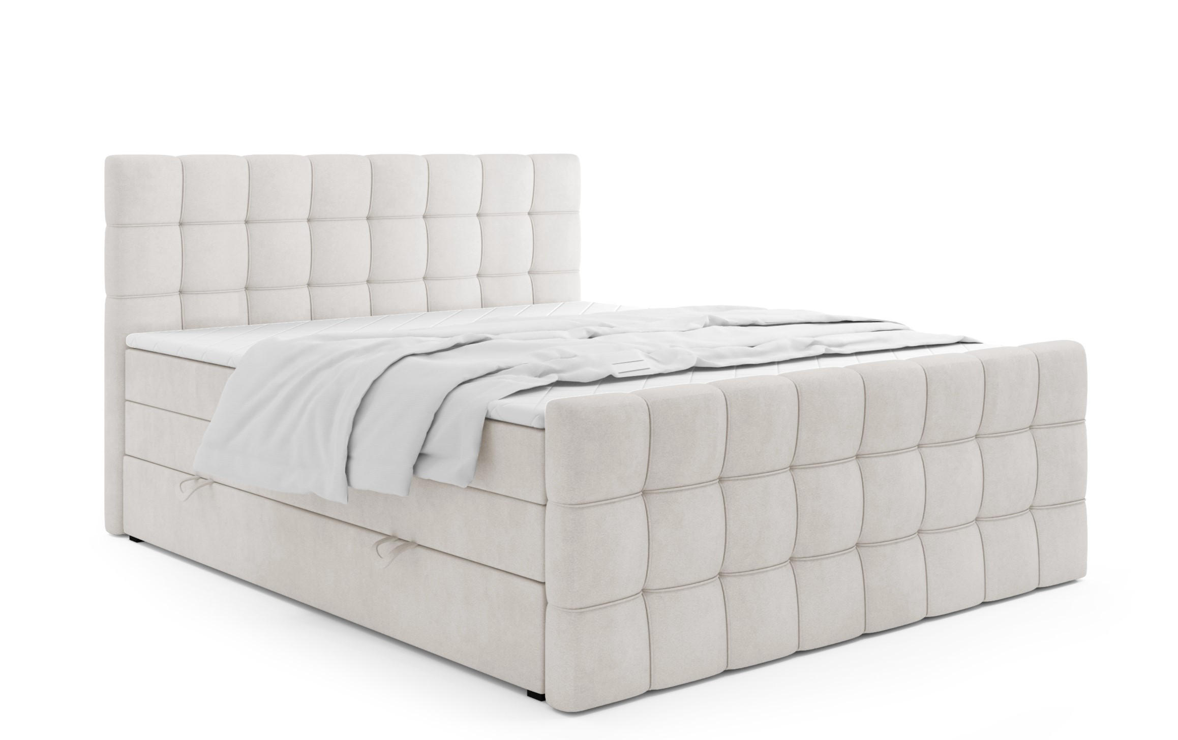 BOXSPRINGBETT Igante King Beige 140x200 cm mit Matrazen H3 & Topper - Beige, Holz (140/200cm) - Labett