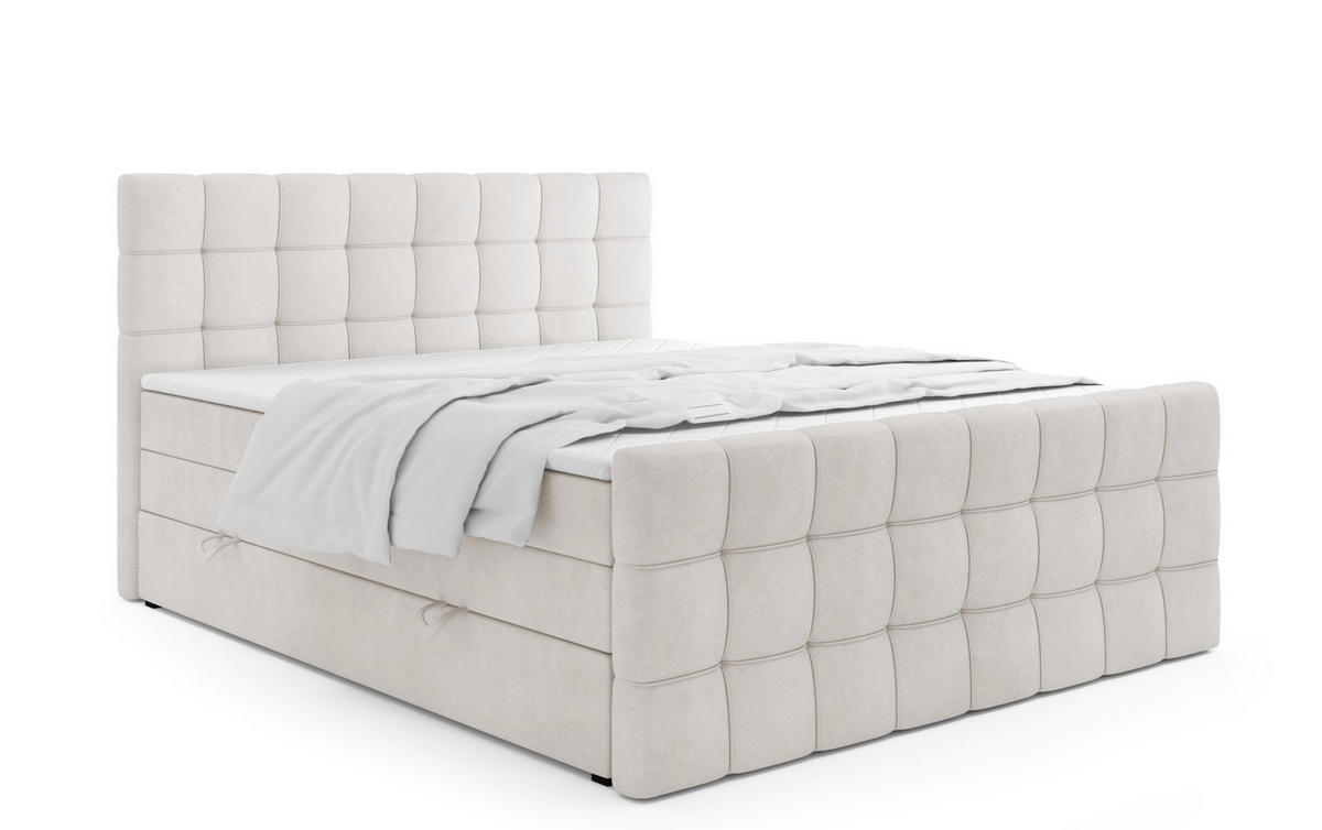BOXSPRINGBETT Igante King Beige 120x200 cm mit Matrazen H3 & Topper - Beige, Holz (120/200cm) - Labett