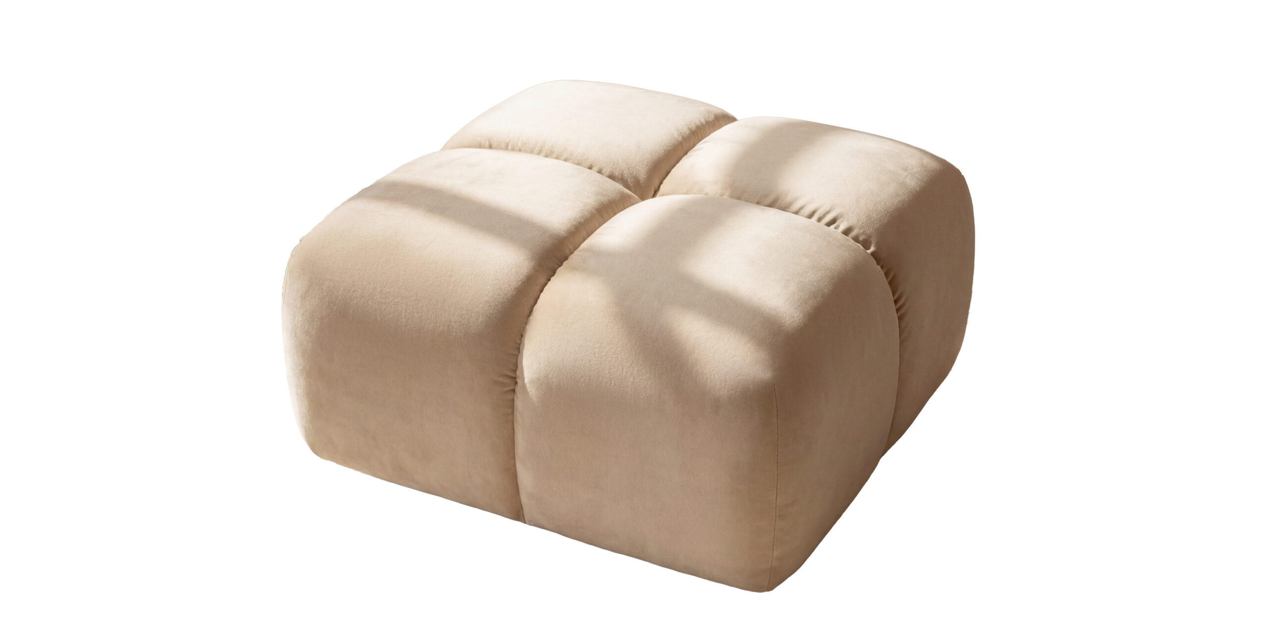 HOCKER, Pouf, Veloursstoff Bluvel, Creme, Averro - Creme, Holz (88/42/88cm) - Kaiser Möbel