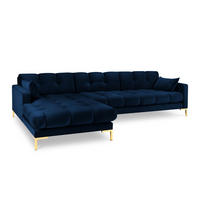 ECKSOFA links Mamaia aus Samt königsblau 5 Sitzplätze - Blau, Textil (185/293cm) - Micadoni