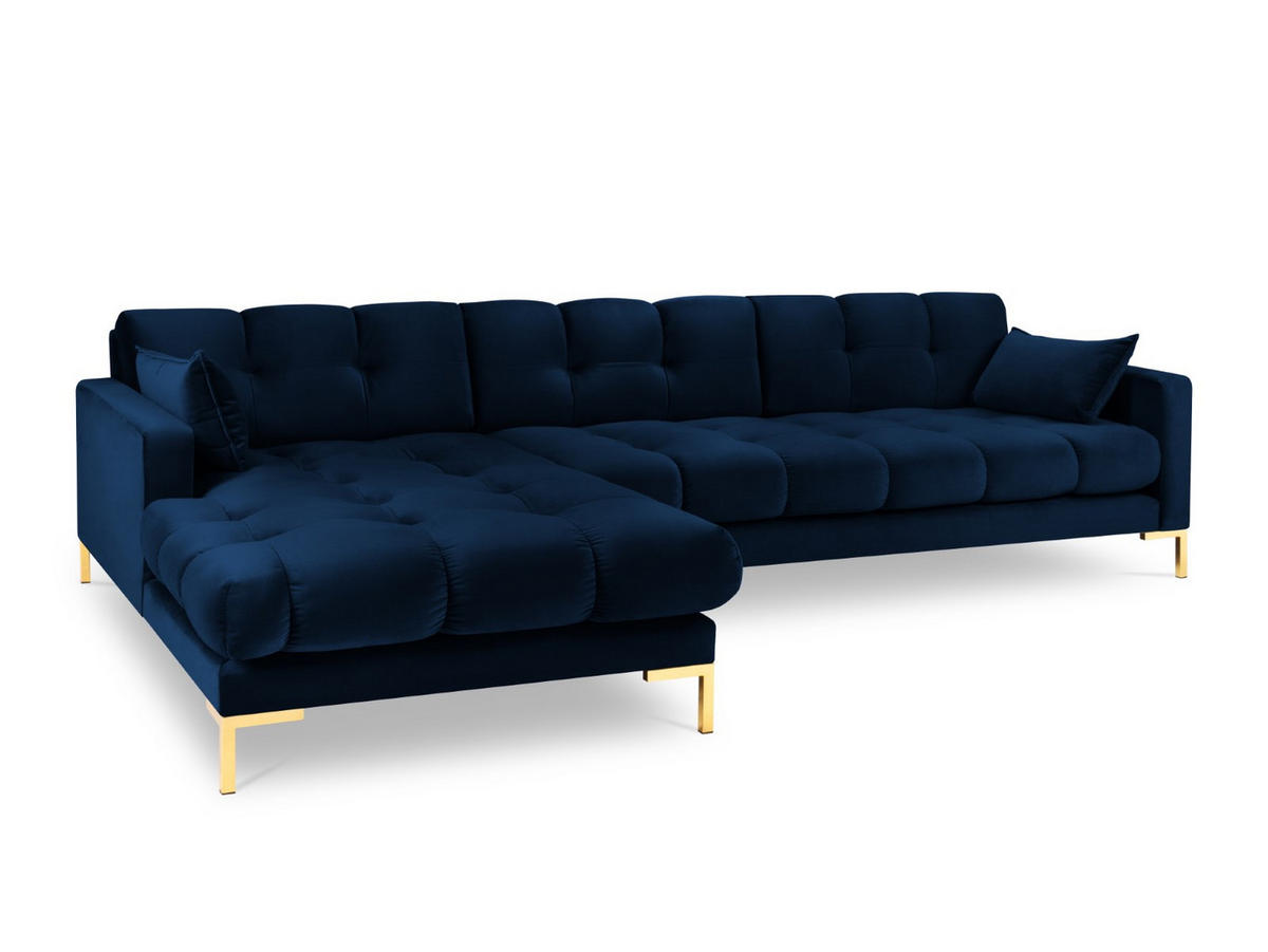ECKSOFA links Mamaia aus Samt königsblau 5 Sitzplätze - Blau, Textil (185/293cm) - Micadoni